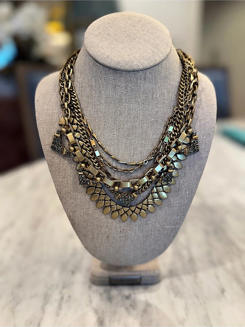 Stella & Dot Sutton Necklace Gold Statement Necklace Like New | Original box